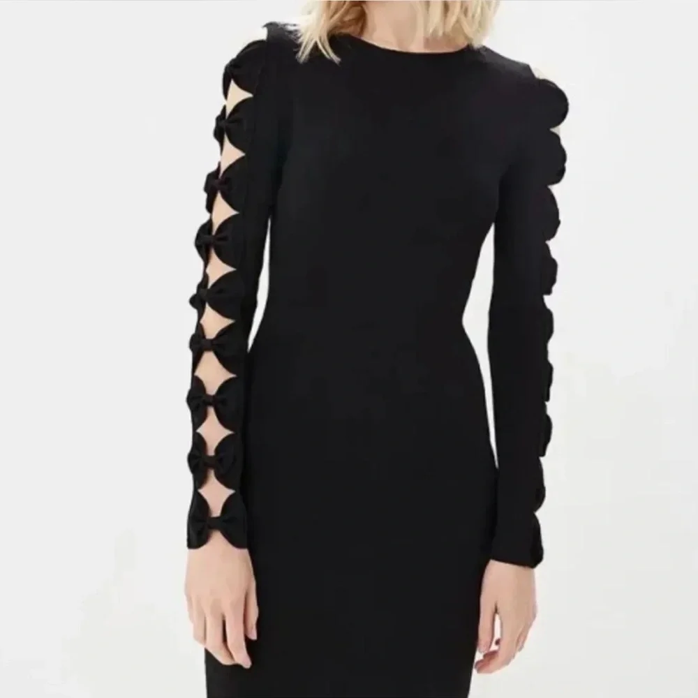 Ted Baker Black Jayney Dress with Gold‎ Zipper Size 12